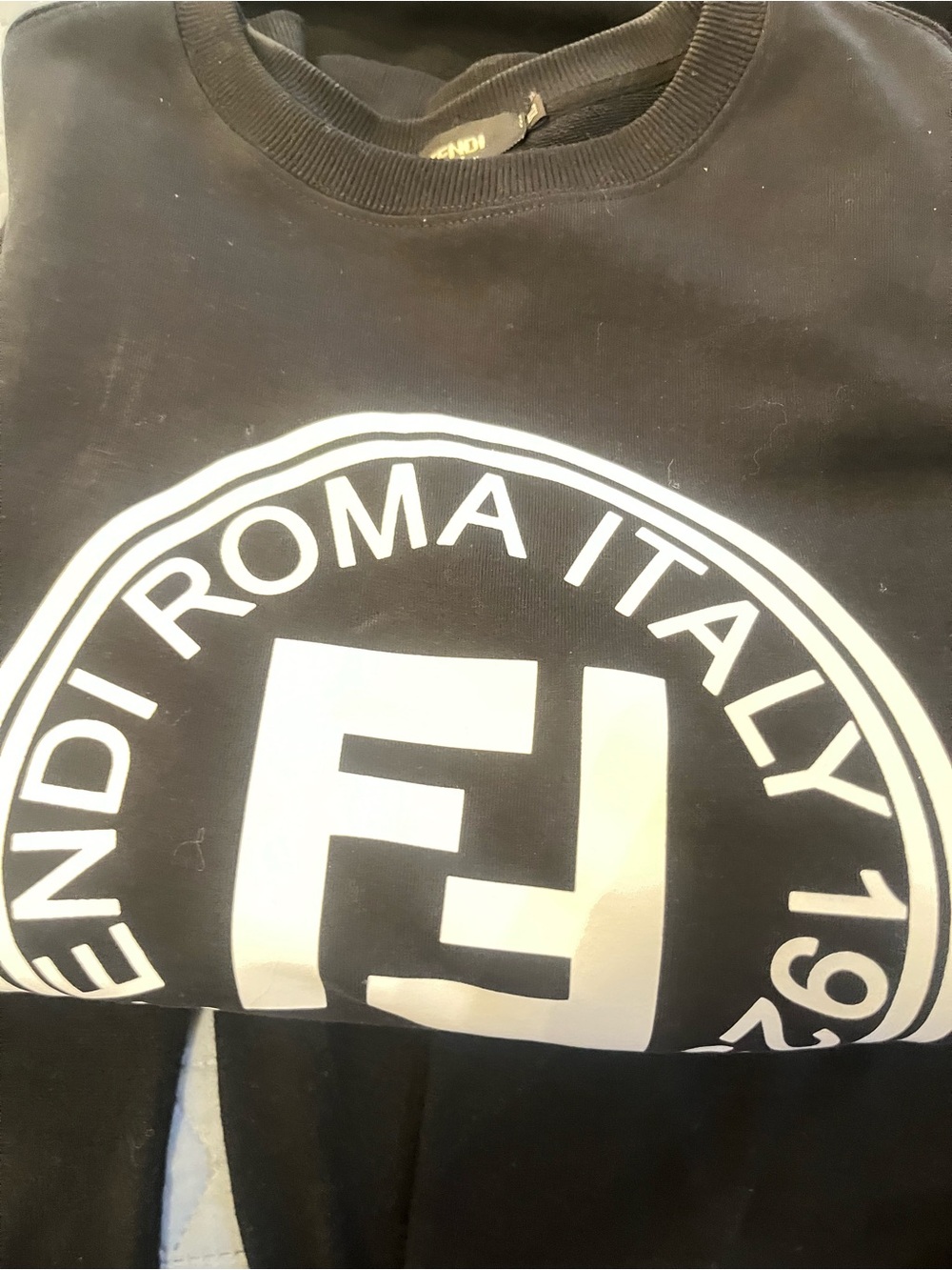 Like new & preowned Fendi Black Logo Sweatshirt - ROMA ITALY Graphic size XL